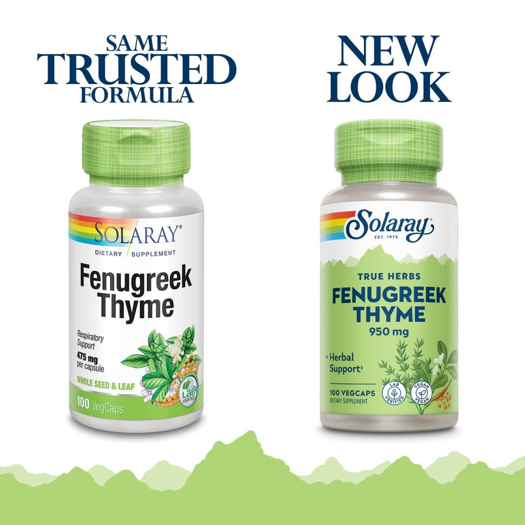 SOLARAY Fenugreek & Thyme 950 mg - 100 VegCaps - The Oasis of Health