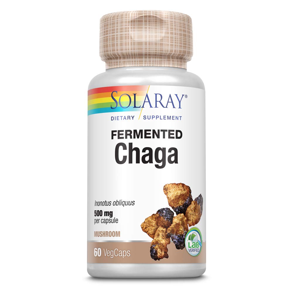 SOLARAY Fermented Chaga Mushroom 500 mg | Healthy Immune Function Support | 30 Servings | 60 VegCaps - The Oasis of Health