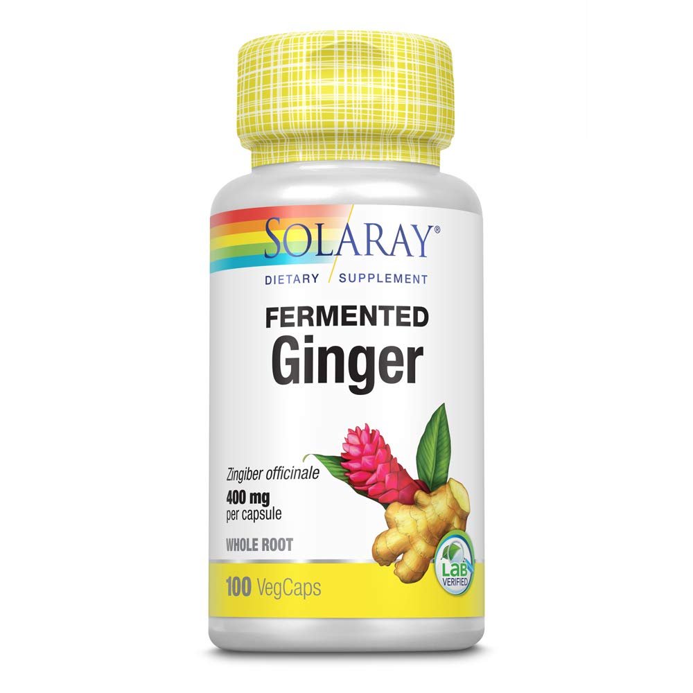 SOLARAY Fermented Ginger Root - 100 VegCaps, 400mg - The Oasis of Health
