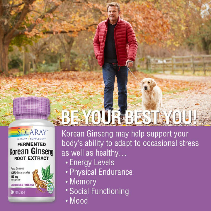 SOLARAY Fermented Korean Ginseng Root Extract | Healthy Stress, Energy & Physical Endurance Support | Vegan, Non - GMO | 30 VegCaps - The Oasis of Health