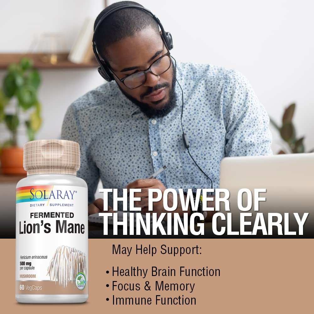 Solaray Fermented Lion's Mane Mushroom - 60 Vegcaps - The Oasis of Health