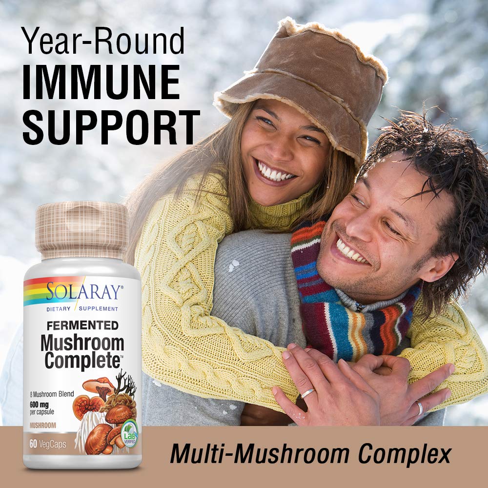 Solaray Fermented Mushroom Complete 1200 mg | Healthy Immune Function Support | 30 Serv | 60 VegCaps - The Oasis of Health