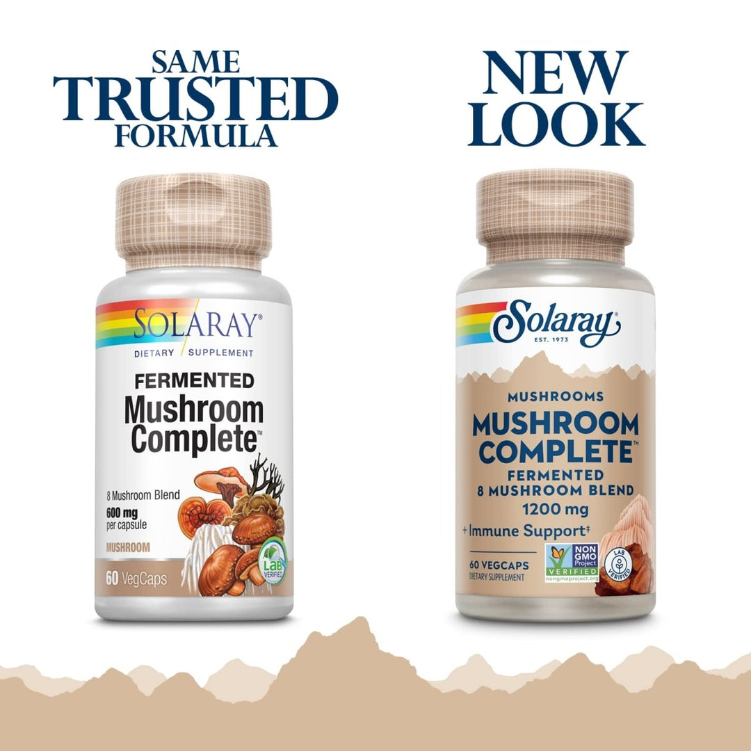 Solaray Fermented Mushroom Complete 1200 mg | Healthy Immune Function Support | 30 Serv | 60 VegCaps - The Oasis of Health