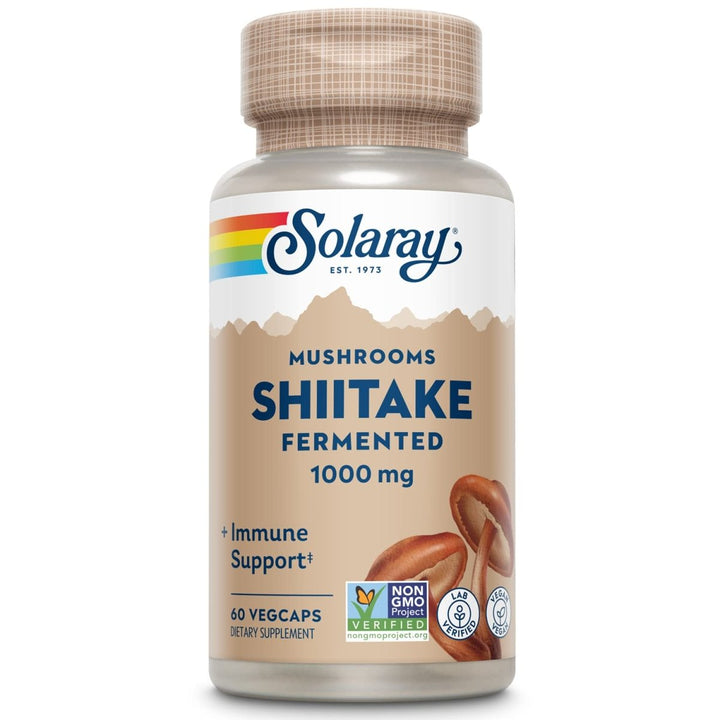 SOLARAY Fermented Shiitake Mushroom 500mg | Healthy Immune, Liver & Digestive Function Support | Non - GMO & Vegan | 60 VegCaps - The Oasis of Health