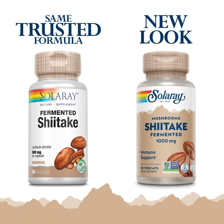 SOLARAY Fermented Shiitake Mushroom 500mg | Healthy Immune, Liver & Digestive Function Support | Non - GMO & Vegan | 60 VegCaps - The Oasis of Health
