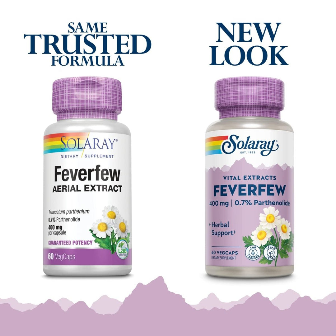 SOLARAY Feverfew Extract 400 mg | Healthy Circulation & Blood Vessels, Head Comfort Support | Non - GMO | 60 VegCaps - The Oasis of Health