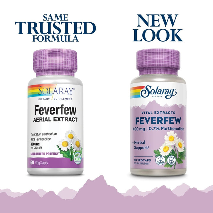 SOLARAY Feverfew Extract 400 mg | Healthy Circulation & Blood Vessels, Head Comfort Support | Non - GMO | 60 VegCaps - The Oasis of Health