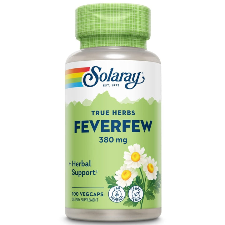 SOLARAY Feverfew Leaf 380 mg | Healthy Circulation, Blood Vessel Tone, Comfort Support | Non - GMO & Vegan | 100 VegCaps - The Oasis of Health