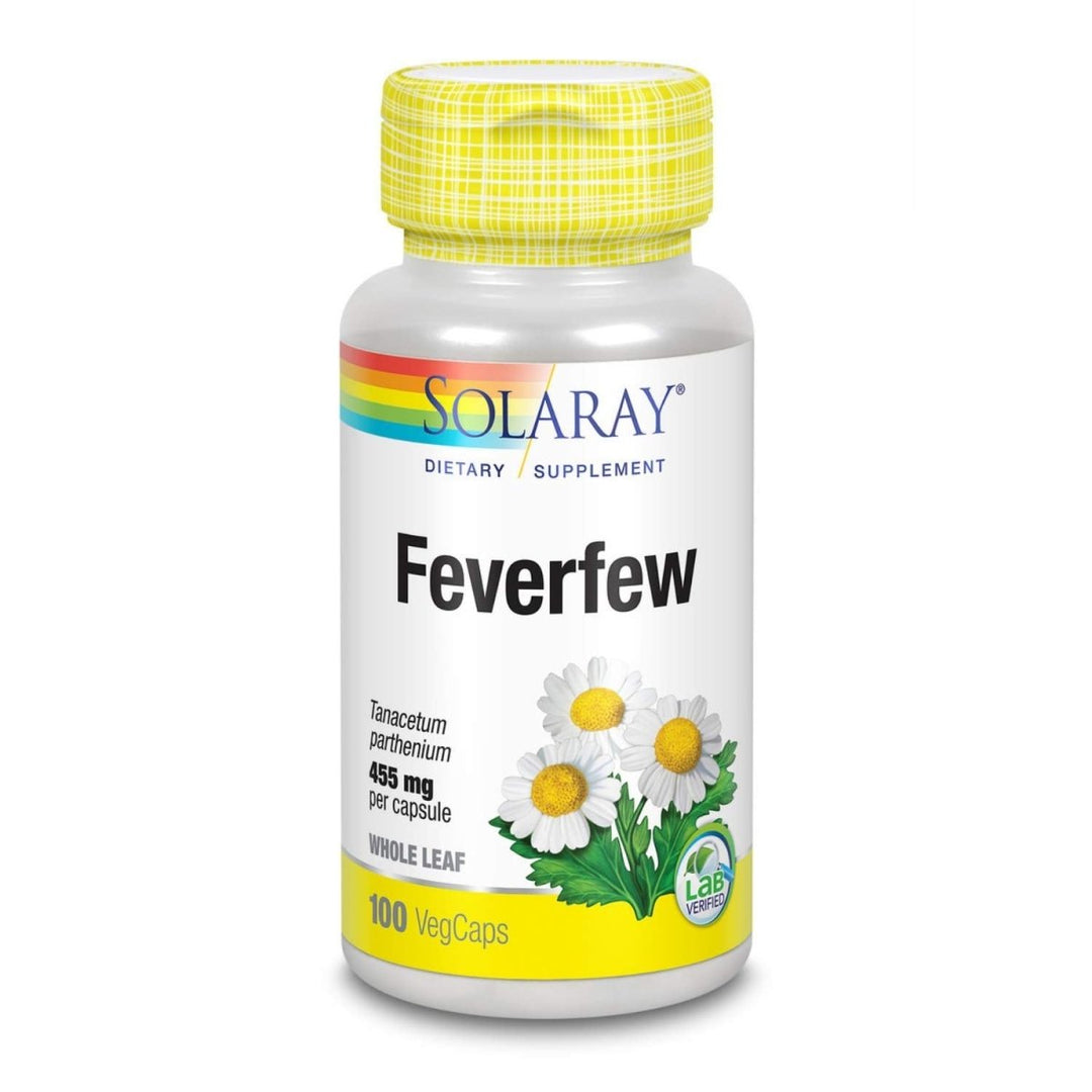 SOLARAY Feverfew Leaf 455mg | Head Discomfort, Circulatory Health & Blood Vessel Support Supplement | Vegan & Non - GMO | 100 VegCaps - The Oasis of Health