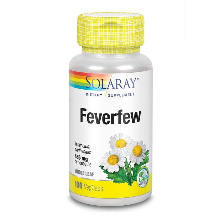SOLARAY Feverfew Leaf 455mg | Head Discomfort, Circulatory Health & Blood Vessel Support Supplement | Vegan & Non - GMO | 100 VegCaps - The Oasis of Health