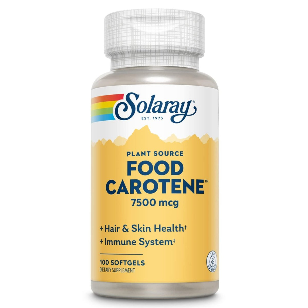 SOLARAY Food Carotene, Vitamin A as Beta Carotene 25000IU Carotenoids for Healthy Skin & Eyes, Antioxidant Activity & Immune System Support (076280041217) (100 CT) - The Oasis of Health