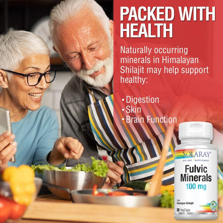 Solaray Fulvic Minerals 100 mg | Himalayan Shilajit | 30 VegCaps - The Oasis of Health