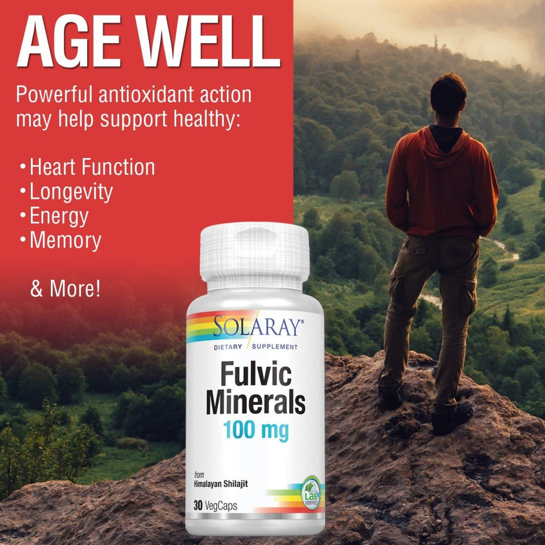 Solaray Fulvic Minerals 100 mg | Himalayan Shilajit | 30 VegCaps - The Oasis of Health