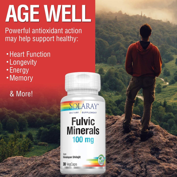 Solaray Fulvic Minerals 100 mg | Himalayan Shilajit | 30 VegCaps - The Oasis of Health