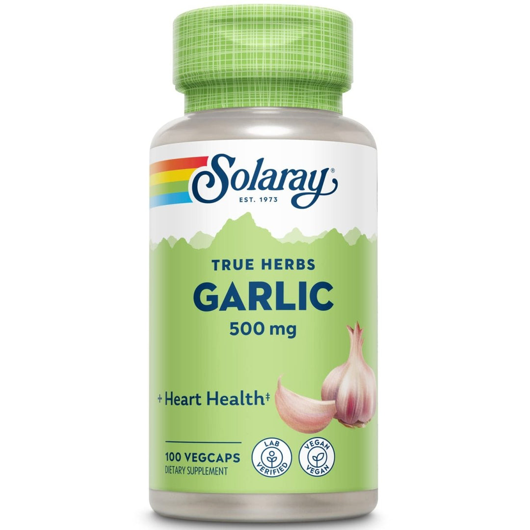 SOLARAY Garlic Bulb 500 mg | Healthy Immune, Circulatory & Cardiovascular Systems Support | Vegan, Non - GMO | 100 VegCaps - The Oasis of Health