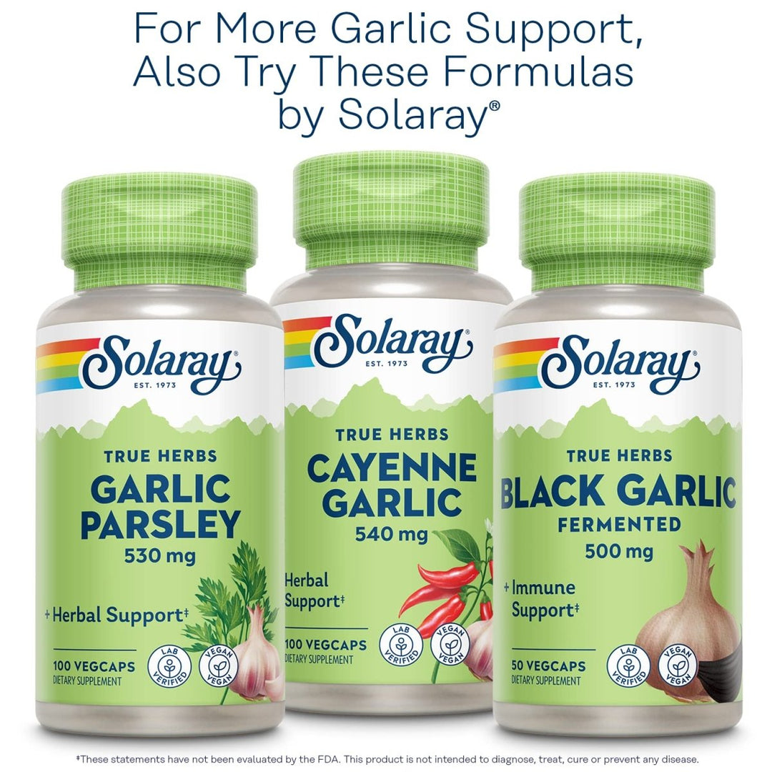 SOLARAY Garlic Supplement 500mg, Vegan, Odorless Garlic Extract, Traditionally Used for Heart Health and Immune Support, Vegan, Odor Free, Lab Verified, 60 Day Guarantee, 60 Serv, 60 Enteric VegCaps - The Oasis of Health