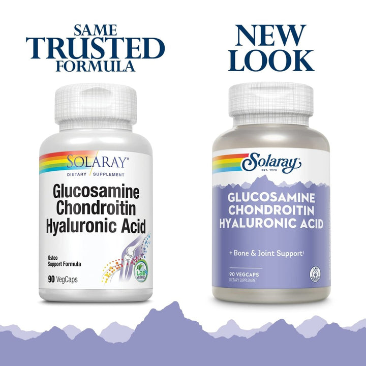 SOLARAY Glucosamine Chondroitin and Hyaluronic Acid, 1500mg/1000mg/20mg 90 Capsules - The Oasis of Health