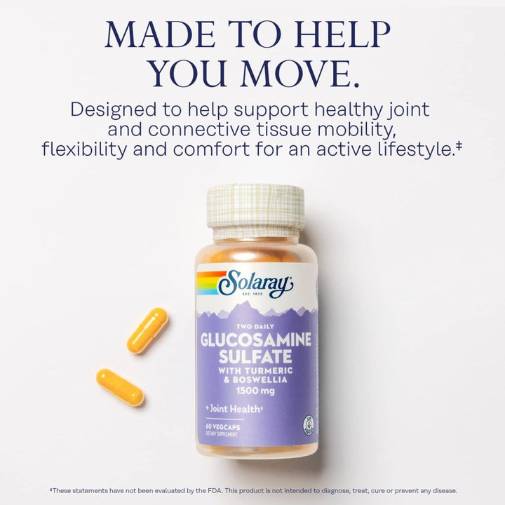SOLARAY Glucosamine Sulfate 1500mg - 60 VegCaps - The Oasis of Health