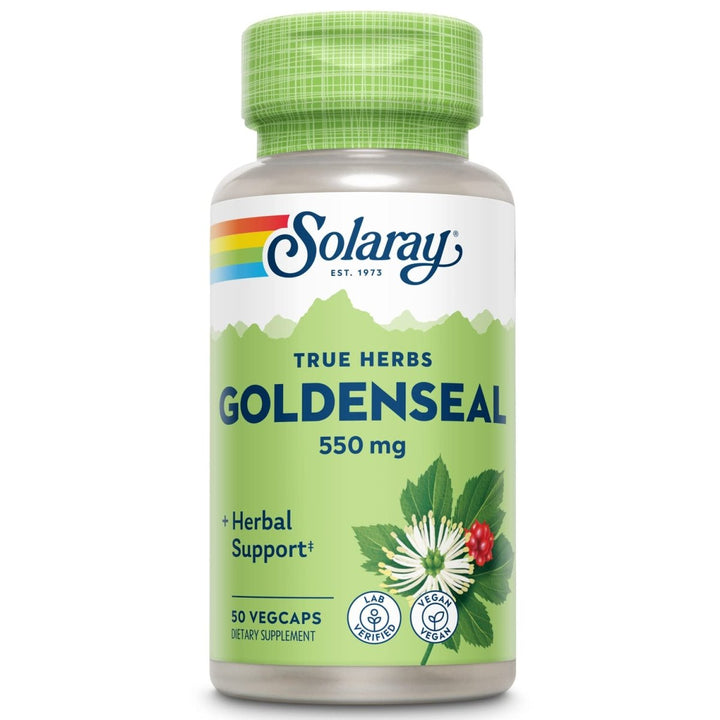 SOLARAY Goldenseal Root 550mg | Healthy Digestion, Immune Function & Respiratory Support | Whole Root | Non - GMO, Vegan & Lab Verified | 50 VegCaps - The Oasis of Health