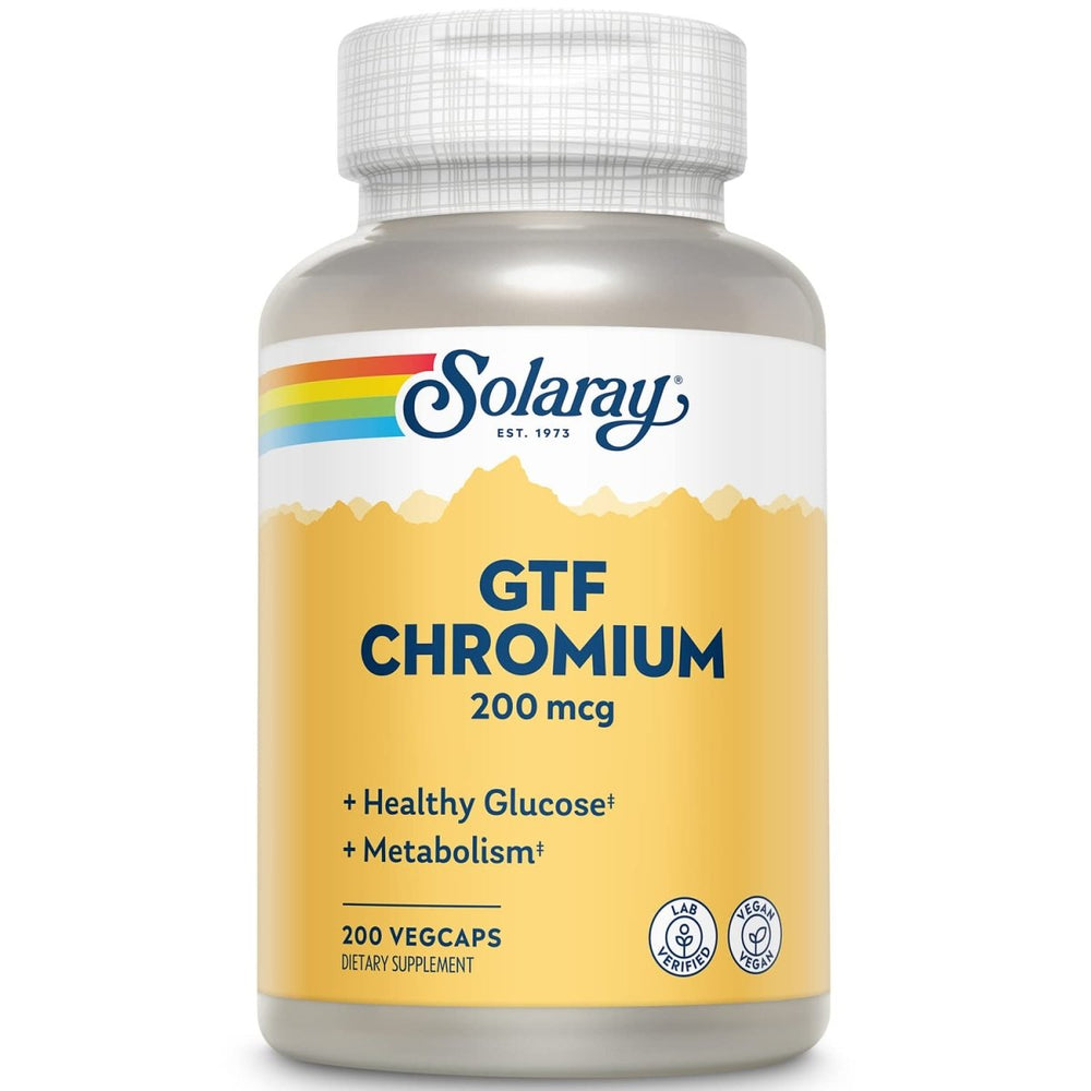 Solaray GTF Chromium Capsules | 200 mcg | Essential Mineral for Blood Sugar Support | 200 Count - The Oasis of Health