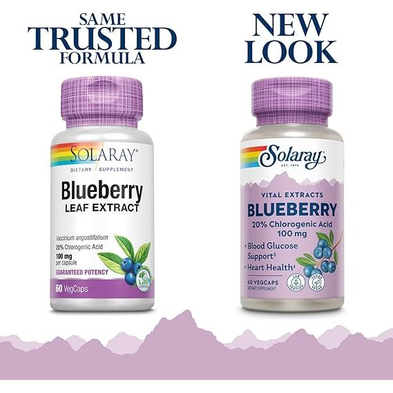 Solaray - Guaranteed Potency Blueberry Leaf Extract 100 mg. - 60 Capsules - The Oasis of Health