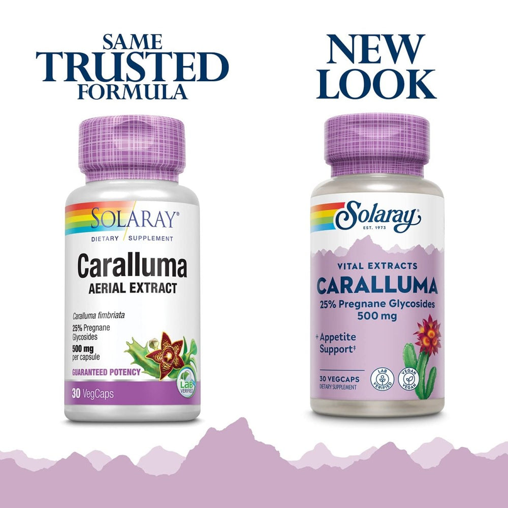 SOLARAY Guaranteed Potency Caralluma Aerial Extract, Veg Cap (Btl - Plastic) 500mg | 30ct - The Oasis of Health