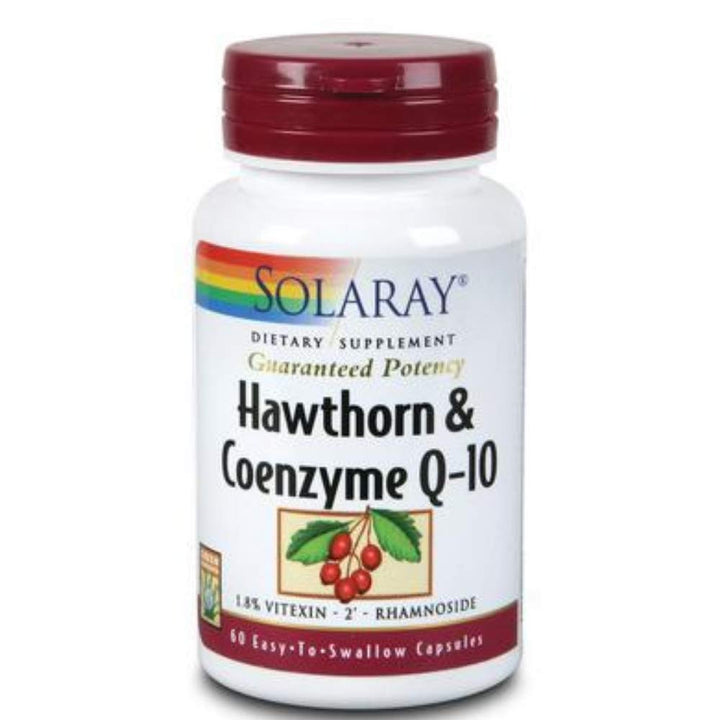 SOLARAY Guaranteed Potency Hawthorn &amp; CoQ10 - Veg Caps 03361 - The Oasis of Health