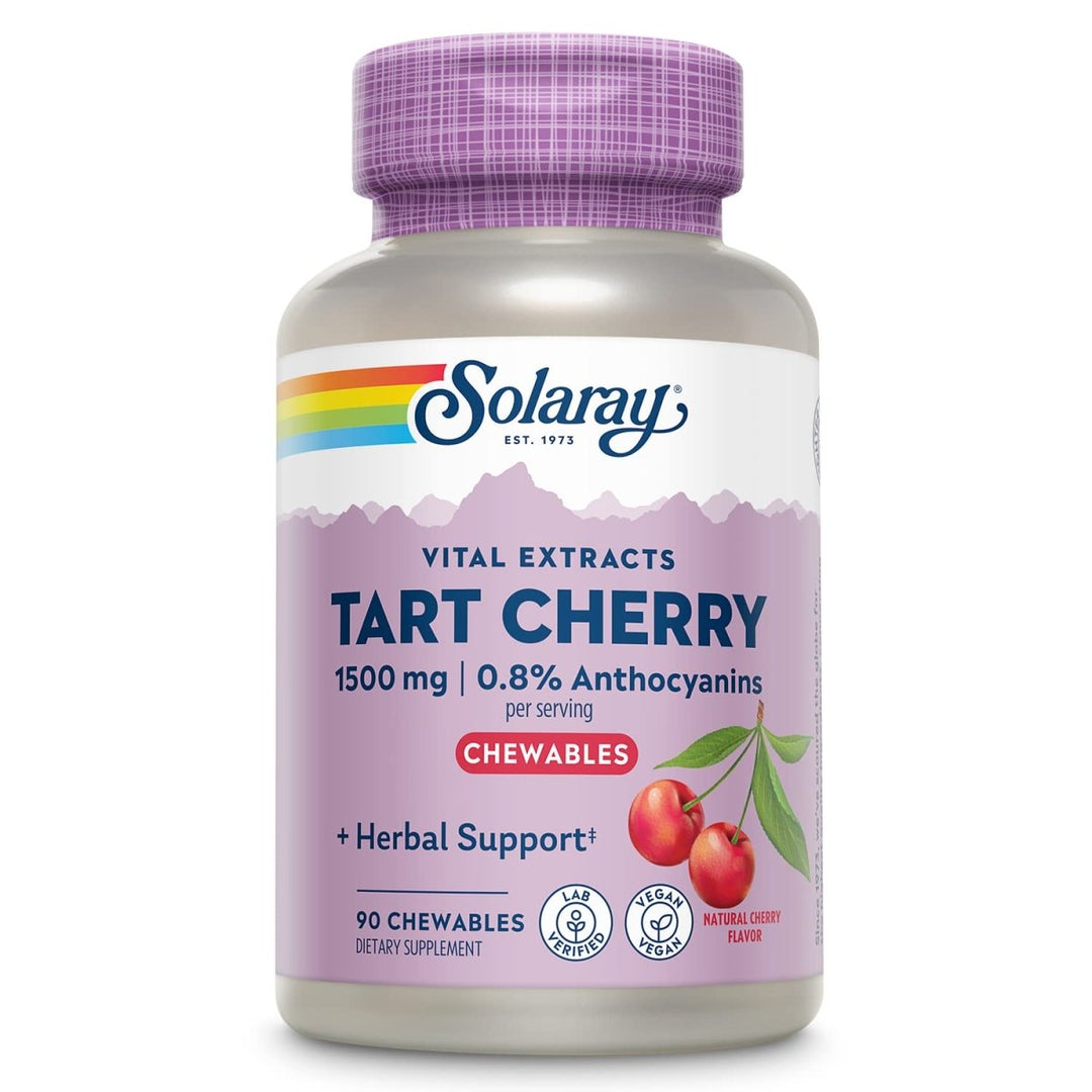 SOLARAY Guaranteed Potency Tart Cherry Fruit Extract, Chewable, Cherry (Btl - Plastic) 500mg | 90ct 44499 - The Oasis of Health