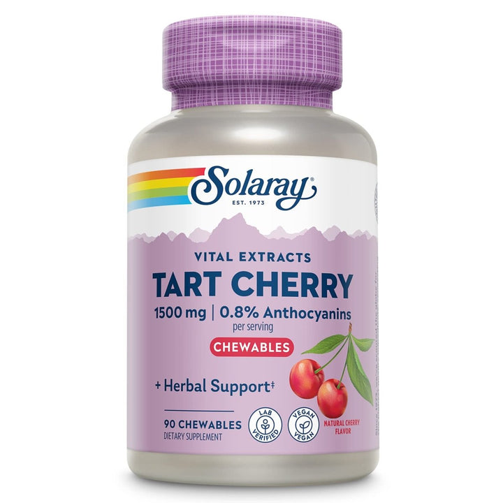 SOLARAY Guaranteed Potency Tart Cherry Fruit Extract, Chewable, Cherry (Btl - Plastic) 500mg | 90ct 44499 - The Oasis of Health