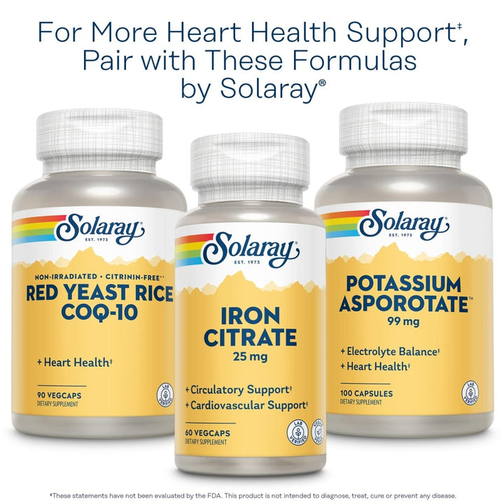 SOLARAY Hawthorn Berry 525mg - Healthy Cardiovascular Function & Circulation Support - Whole Berry - Non - GMO & Vegan - 180 VegCaps - The Oasis of Health