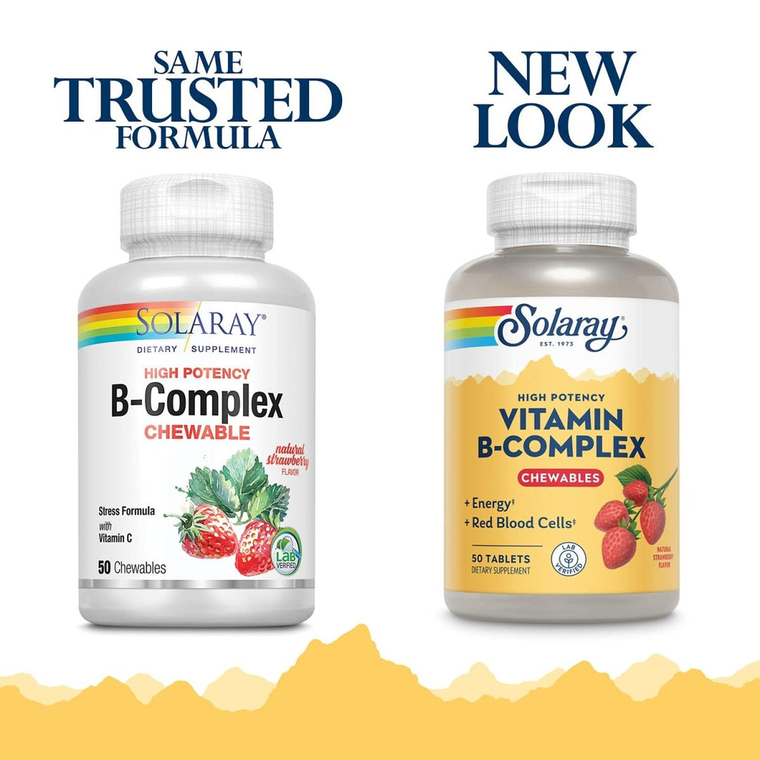 Solaray, High Potency B - Complex Chewable, Natural Strawberry Flavor, 50 Chewables - The Oasis of Health
