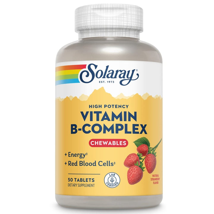 Solaray, High Potency B - Complex Chewable, Natural Strawberry Flavor, 50 Chewables - The Oasis of Health
