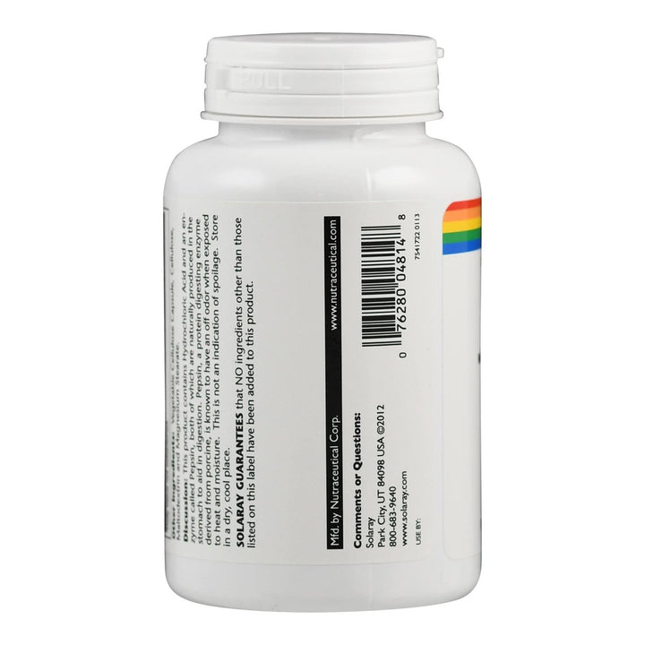 Solaray High Potency HCL + Pepsin 650 mg VCapsules, 100 Count 04814 - The Oasis of Health