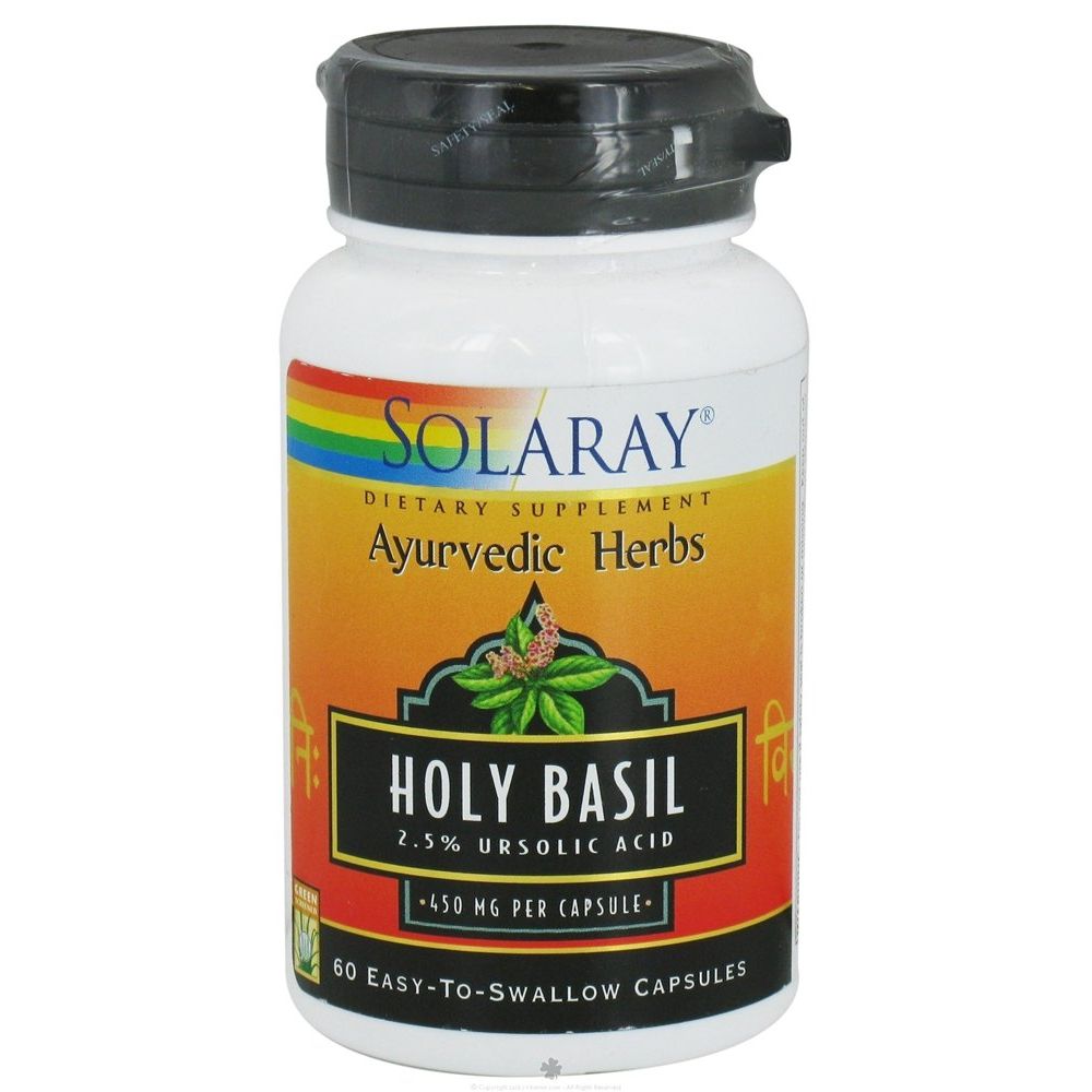 Solaray - Holy Basil (Ayurvedic Herbs), 450 mg, 60 capsules - The Oasis of Health