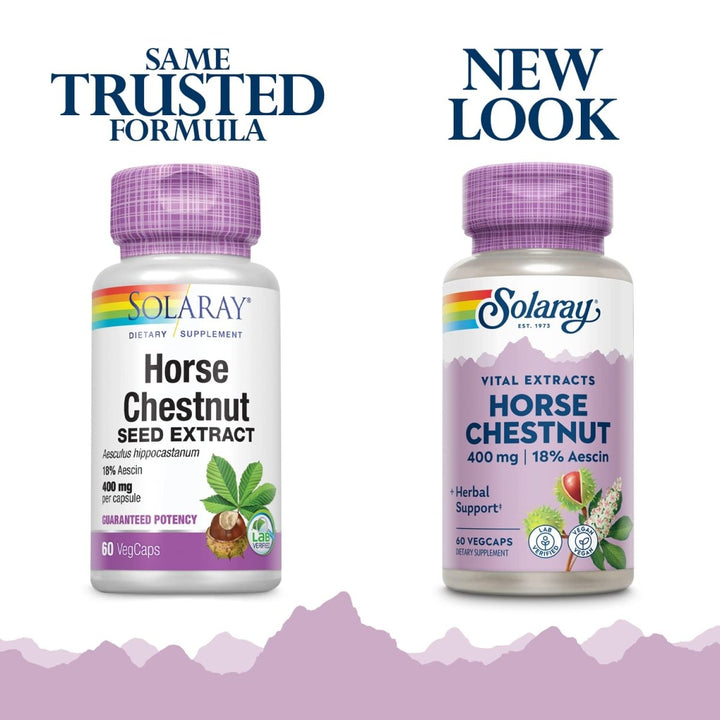 Solaray Horse Chestnut Seed Extract 400mg 72mg of Aescin Per Capsule Leg Vein Health, Blood Vessel Integrity & Health Circulation Support 60ct - The Oasis of Health