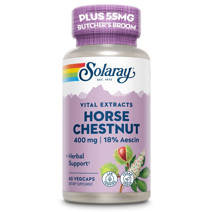 Solaray Horse Chestnut Seed Extract 400mg 72mg of Aescin Per Capsule Leg Vein Health, Blood Vessel Integrity & Health Circulation Support 60ct - The Oasis of Health