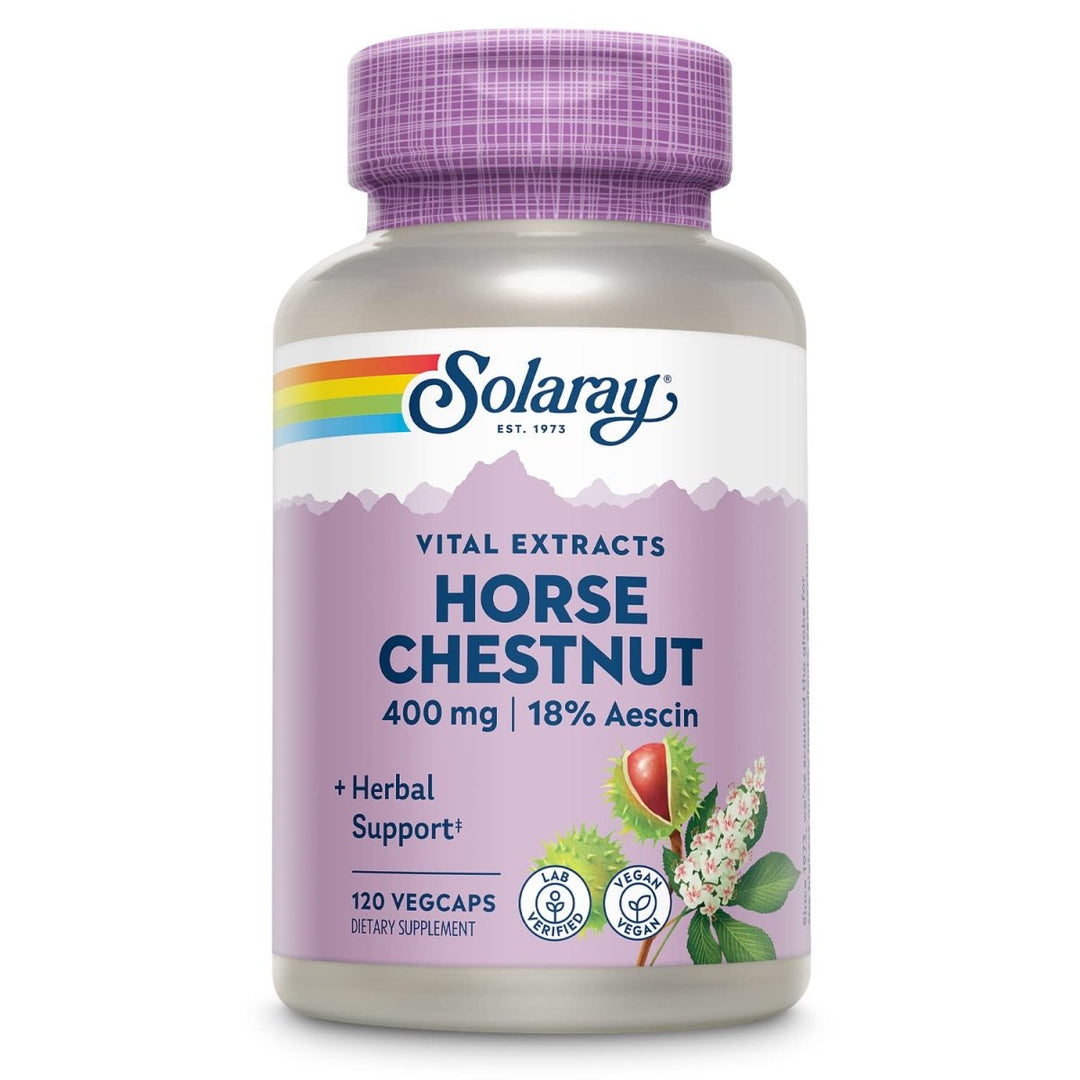 SOLARAY Horse Chestnut Seed Extract 400mg, Healthy Leg Vein, Blood Vessel & Circulation Support, 120 Serv, 120 VegCaps - The Oasis of Health