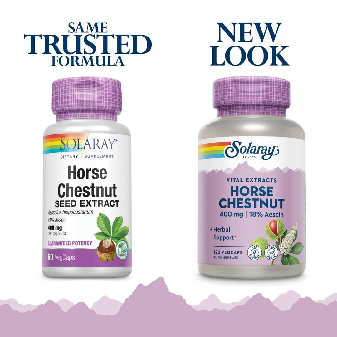 SOLARAY Horse Chestnut Seed Extract 400mg, Healthy Leg Vein, Blood Vessel & Circulation Support, 120 Serv, 120 VegCaps - The Oasis of Health