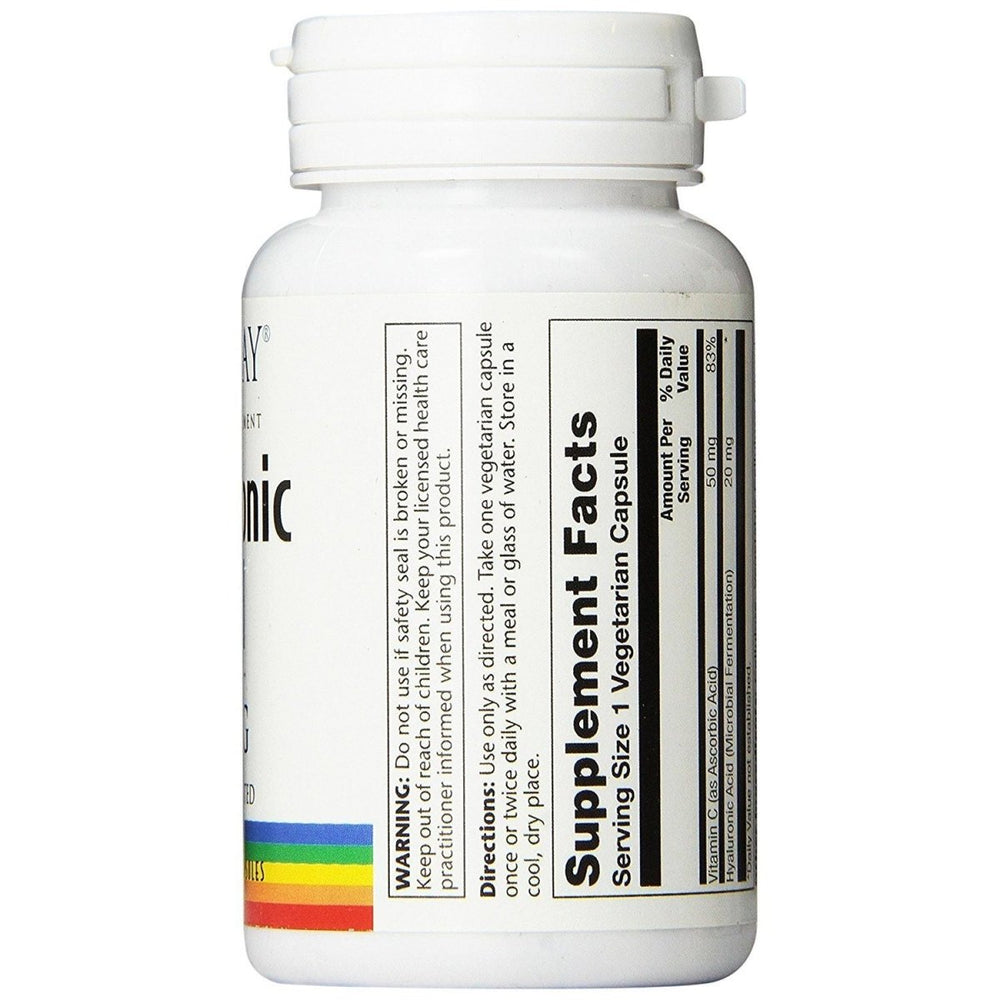 Solaray Hyaluronic Acid - 20 mg - 30 Vegetarian Capsules - The Oasis of Health