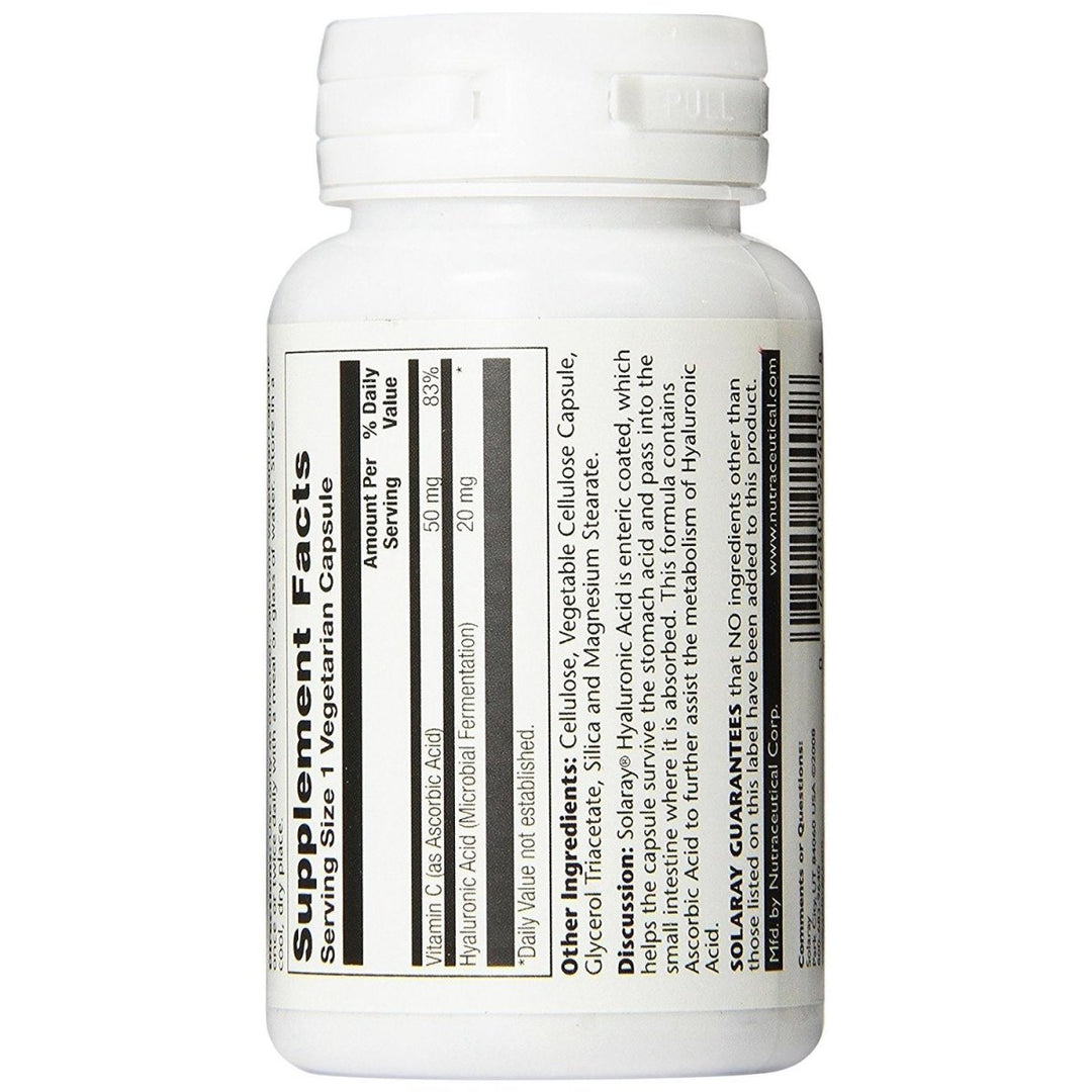 Solaray Hyaluronic Acid - 20 mg - 30 Vegetarian Capsules - The Oasis of Health