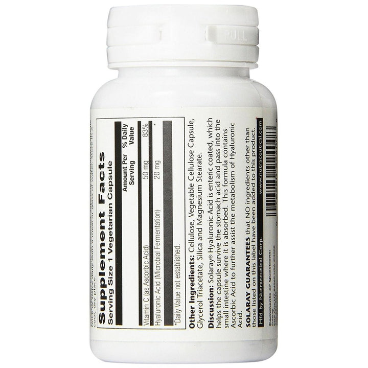 Solaray Hyaluronic Acid - 20 mg - 30 Vegetarian Capsules - The Oasis of Health