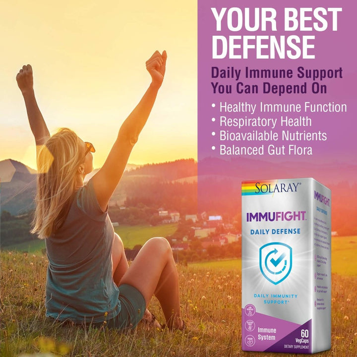 SOLARAY Immufight Daily Defense | Immunity Support Supplement with Vitamins C & D, Zinc & Probiotics | 60ct, 30 Serv. - The Oasis of Health