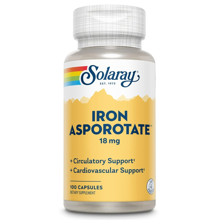 Solaray Iron Asporotate Capsules, 18mg | 100 Count - The Oasis of Health