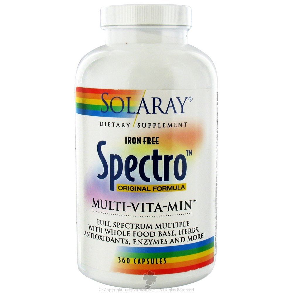 Solaray - Iron Free Spectro - 360 Capsules - The Oasis of Health