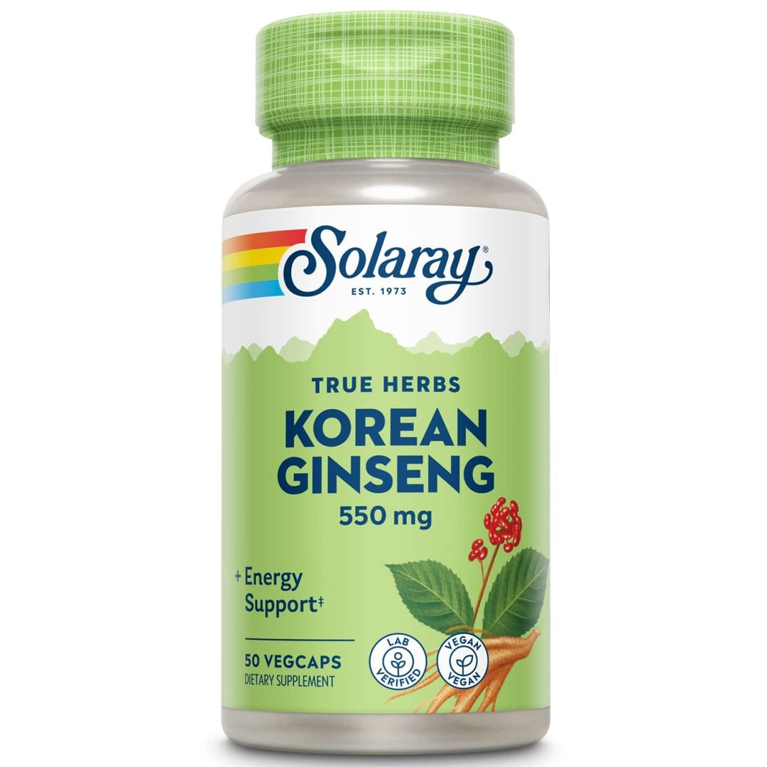 SOLARAY Korean Ginseng 550 mg | Healthy Stress, Energy & Physical Endurance Support | 50 VegCaps - The Oasis of Health
