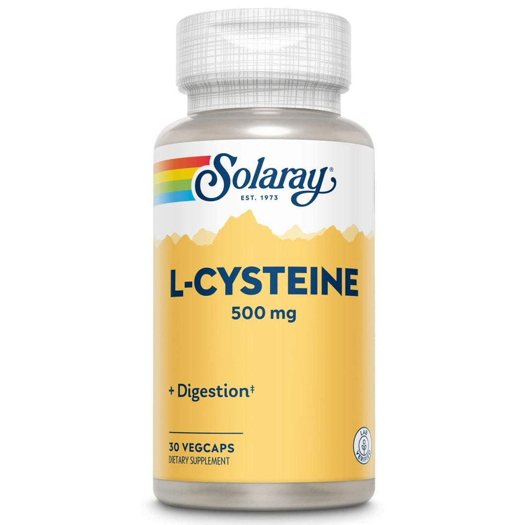 SOLARAY L - Cysteine 500 mg - Supports Digestion, Hair, Skin, and Nails - Master Antioxidant - 30 VegCaps - The Oasis of Health