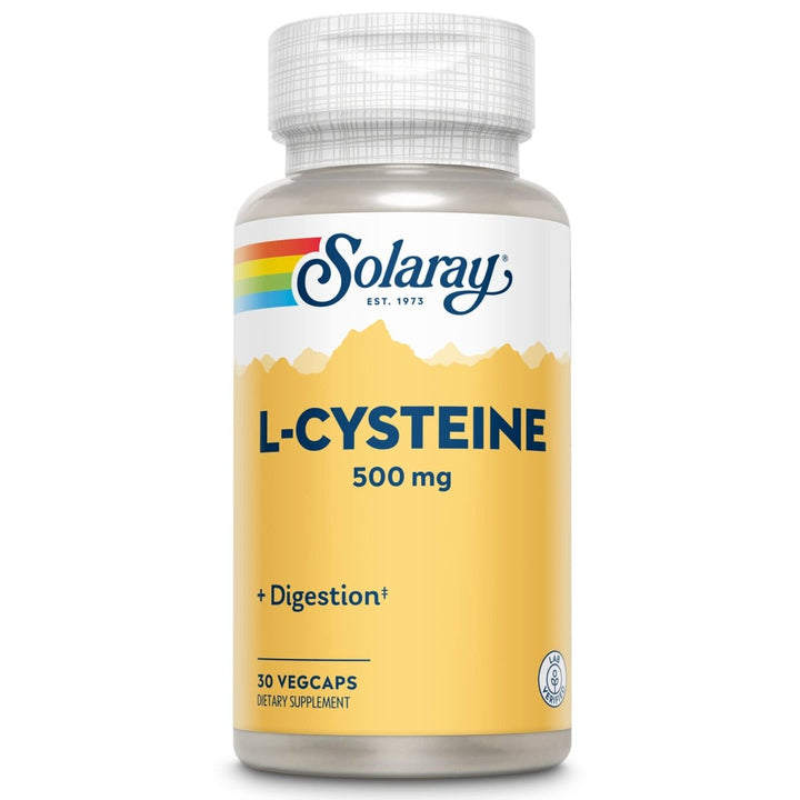 SOLARAY L - Cysteine 500 mg - Supports Digestion, Hair, Skin, and Nails - Master Antioxidant - 30 VegCaps - The Oasis of Health