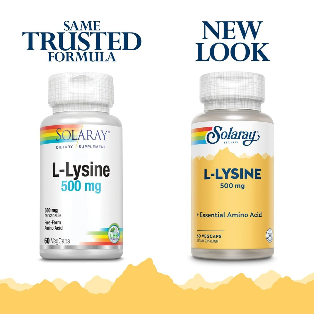 SOLARAY L - Lysine 500mg | Amino Acid | Healthy Cognitive, Immune System & GI Function, Bones, Joints & Skin Support | 60 VegCaps - The Oasis of Health
