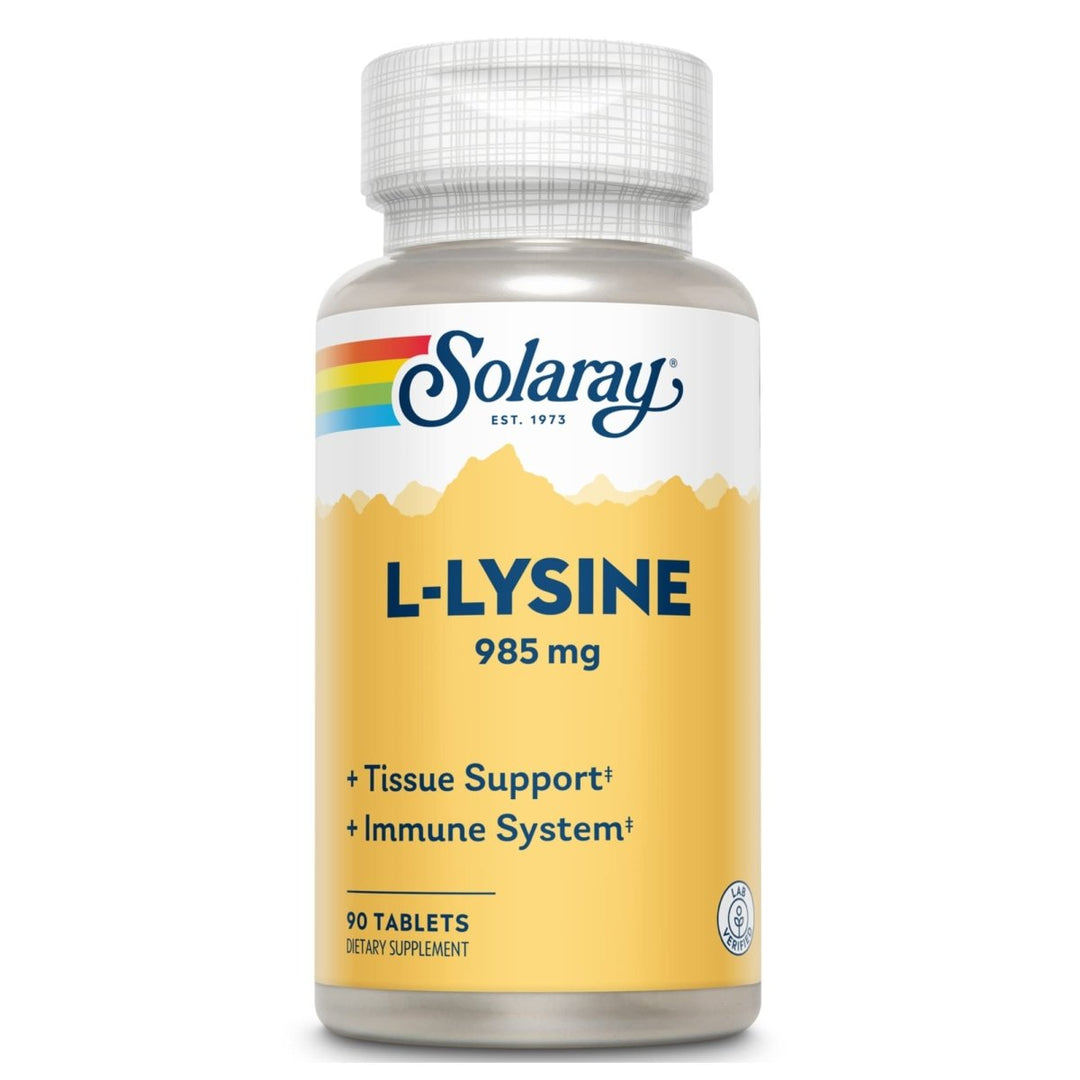 Solaray L - Lysine - 90 Tablets - Tissue & Immune System Support - Vegan, Non - GMO - 30 Servings - The Oasis of Health