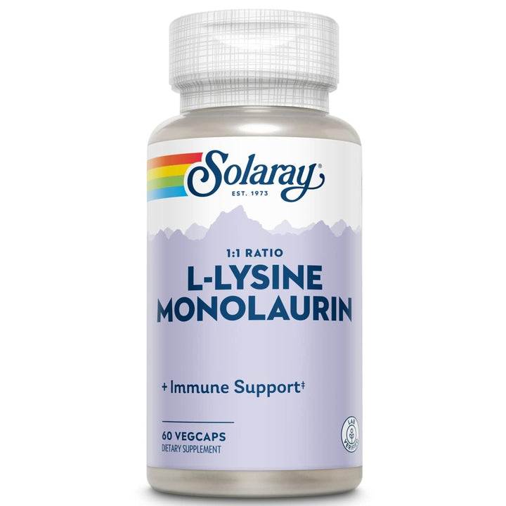 Solaray L - Lysine Monolaurin Immune Support - Powerful Formula for Optimal Immune System Function - 60 VegCaps - The Oasis of Health